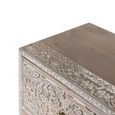Indira Distressed Washed White Floral Carved Mango Wood Multi Drawer Chest thumbnail 5