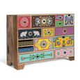 Lille Natural Mango Wood Hand Painted Multi Drawer Wide Chest   thumbnail 2