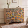 Holi Natural Mango Wood Hand Painted Multi Drawer Wide Chest thumbnail