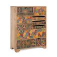 Holi Natural Mango Wood Hand Painted Multi Drawer Tall Chest thumbnail 2