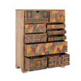 Holi Natural Mango Wood Hand Painted Multi Drawer Tall Chest thumbnail 3