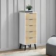 Alba White and Oak Narrow Chest - 5 Drawer