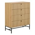 Albany Chest - 4 Drawer - Ribbed Oak