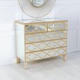 Casablanca Chest - 3+2 Drawer - Mirrored - Gold Trim