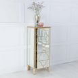 Casablanca Narrow Chest - 5 Drawer - Mirrored - Gold Trim