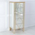 Casablanca Narrow Chest - 5 Drawer - Mirrored - Gold Trim
