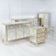 Casablanca Narrow Chest - 5 Drawer - Mirrored - Gold Trim