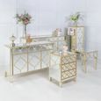 Casablanca Narrow Chest - 5 Drawer - Mirrored - Gold Trim