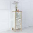 Casablanca Narrow Chest - 5 Drawer - Mirrored - Gold Trim
