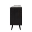 Clearance - Ferrero Black and Woven Rattan 6 Drawer Wide Chest
