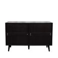 Clearance - Ferrero Black and Woven Rattan 6 Drawer Wide Chest