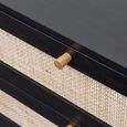 Clearance - Ferrero Black and Woven Rattan 6 Drawer Wide Chest