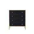 Fenwick Chest - 4 Drawer - Black Glass - Gold Trim