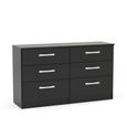 Lynx Wide Chest - 6 Drawer - Black Gloss