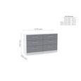 Lynx Wide Chest - 6 Drawer - White and Grey Gloss