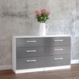 Lynx Wide Chest - 6 Drawer - White and Grey Gloss