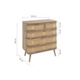 Noah Chest - 2+3 Drawer - Oak and Rattan