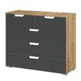 Aditio Chest - 3+2 Drawer - Artisan Oak & Metallic Dark Grey