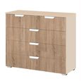 Aditio Chest - 3+2 Drawer - Champagne & Sonoma Oak
