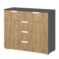Aditio Chest - 3+2 Drawer - Metallic Dark Grey & Artisan Oak