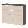 Aditio Chest - 3+2 Drawer - Metallic Dark Grey & Champagne