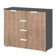 Aditio Chest - 3+2 Drawer - Metallic Dark Grey & Sonoma Oak