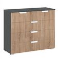 Aditio Chest - 3+2 Drawer - Metallic Dark Grey & Sonoma Oak