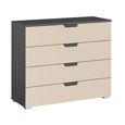 Aditio Wide Chest - 4 Drawer - Metallic Dark Grey & Champagne