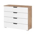 Aditio Wide Chest - 4 Drawer - Sonoma Oak & Alpine White