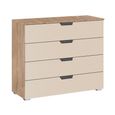 Aditio Wide Chest - 4 Drawer - Sonoma Oak & Champagne