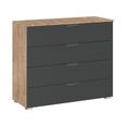 Aditio Wide Chest - 4 Drawer - Sonoma Oak & Metallic Dark Grey