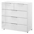 Miramar Chest - 3+2 Drawer - Alpine White & Crystal White Glass