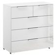 Miramar Chest - 3+2 Drawer - Alpine White & Crystal White Glass