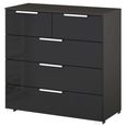 Miramar Chest - 3+2 Drawer - Graphite & Basalt Glass