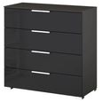 Miramar Chest - 4 Drawer - Graphite & Basalt Glass