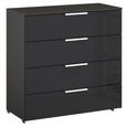 Miramar Chest - 4 Drawer - Graphite & Basalt Glass