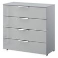 Miramar Chest - 4 Drawer - Silk Grey & Silk Grey Glass