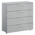Miramar Chest - 4 Drawer - Silk Grey & Silk Grey Glass