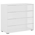 Monostar Wide Chest - 4 Drawer - Alpine White & White Glass