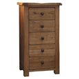 Rustic Oak Chest of Drawers - 5 Drawer - Narrow - Oak