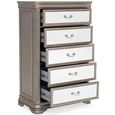 Jessica 5 Drawer Tall Chest - Champagne Mirrored