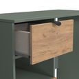 Bora Dressing Table - 2 Drawer - Open Shelf - Single - Gold Craft Oak and Reed Green