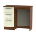 Knightsbridge Dressing Table - Single - 3 Drawer - Cream Gloss and Walnut