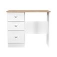 Sussex Single Dressing Table - 3 Drawer - White and Oak