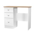 Sussex Single Dressing Table - 3 Drawer - White and Oak