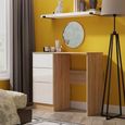 Milan Dressing Table - Single - 3 Drawer - White Gloss and Oak