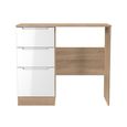 Milan Dressing Table - Single - 3 Drawer - White Gloss and Oak
