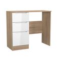Milan Dressing Table - Single - 3 Drawer - White Gloss and Oak