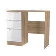 Milan Dressing Table - Single - 3 Drawer - White Gloss and Oak