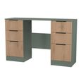 Java Fluted Dressing Table - 6 Drawer - Double - Natural and Reed Green